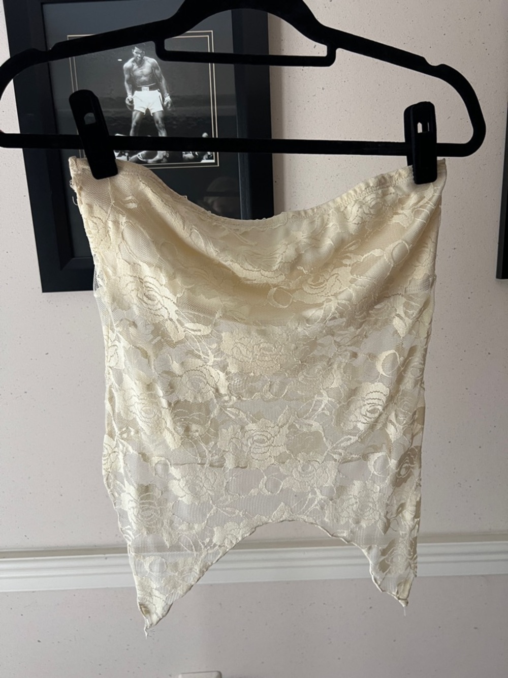 Urban Outfitters Ivory Lace Hem Strapless Top